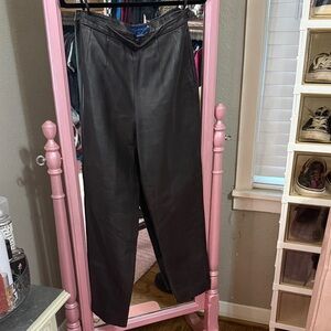 Stylish Dark Brown 100% Leather Shell Women's Trousers